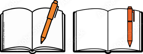 Open notebook with pen illustration for writing and creative note taking concept
