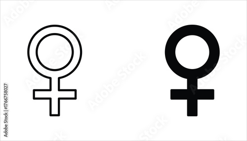 Female gender icon set. Single line Female gender icon vector background. Vector illustration for web design. Isolated on white background.