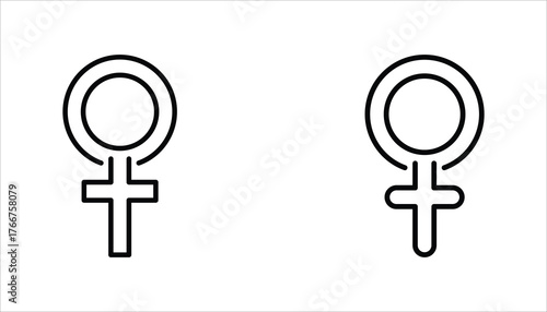 Female gender icon set. Single line Female gender icon vector background. Vector illustration for web design. Isolated on white background.