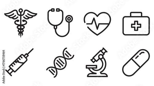 Medical Icon Set Healthcare Symbols for Medicine, Science, and Wellness