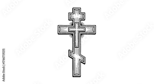 Orthodox cross with  in black and white style