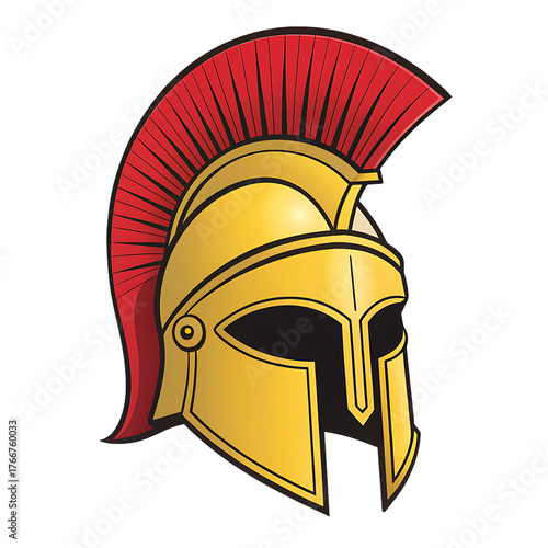 Ancient greek spartan helmet with red plume isolated on black background isolated on white background isolated on transparent background