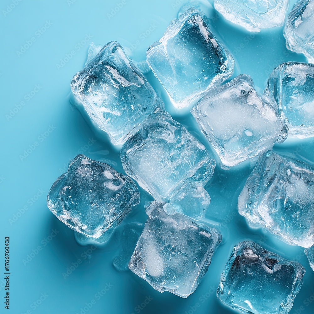 Obraz premium Three ice cubes on a white background