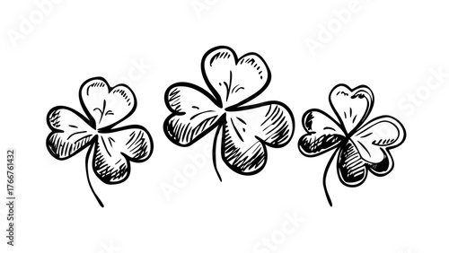 Clover set. Patrick's day. Hand drawn illustration.icon
