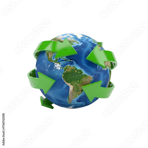 Earth with Recycling Arrows Symbolizing Environmental Sustainability and Global Eco-Consciousness