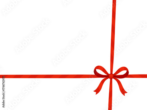 Red ribbon bow knot. Hand drawn trendy flat style isolated on transparent background. Perfect for gift box wrapping, holiday cards, packaging, festive decorations, warping decor. Vector illustration