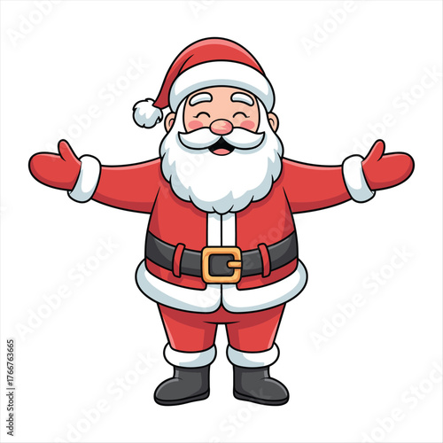 Happy santa claus with open arms ready for hugs and holiday cheer