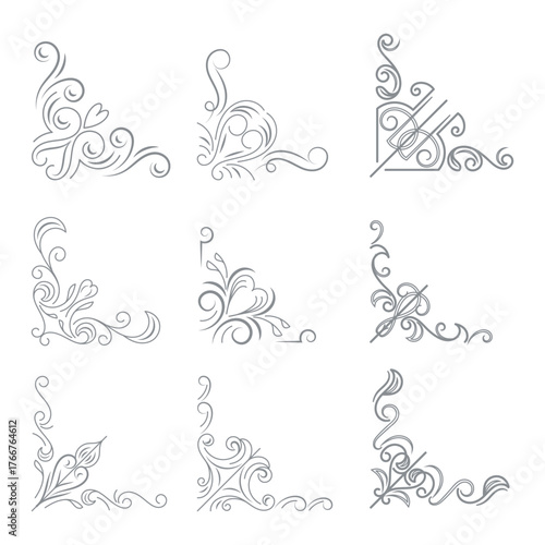 Gold vintage baroque corner ornament retro pattern antique style acanthus. Decorative design element filigree calligraphy vector. Vintage frame corner. Framer corner. Vintage Corners.