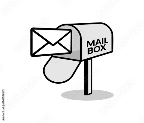 Mailbox and envelope icon. Communication by mail concept.