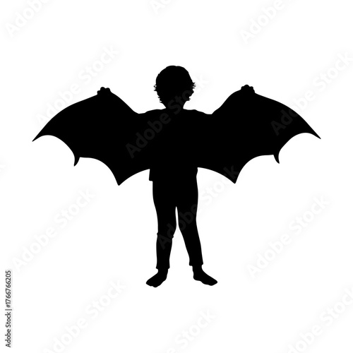 Child in bat costume silhouette