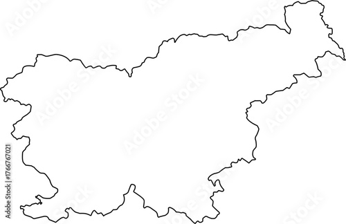 Simple vector outline map of Slovenia national boundary, presented as a blank template political silhouette of the Central European country.