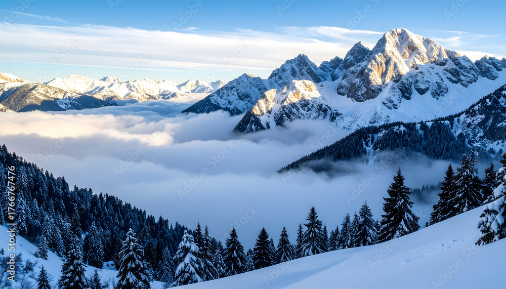 Fototapeta premium Majestic Mountain Landscape with Clouds