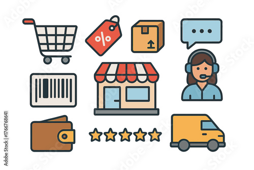 Set of digital icons for e-commerce and online shopping services