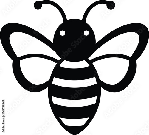 Cute fuzzy bee face with yellow stripes illustration