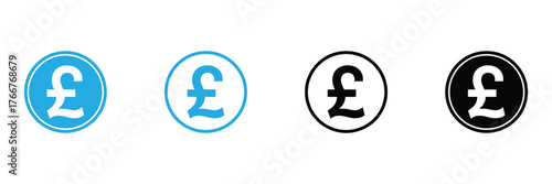 Versatile pound sterling symbols in sleek blue and black designs offer instant recognition for financial and business concepts. Easy integration for modern projects.