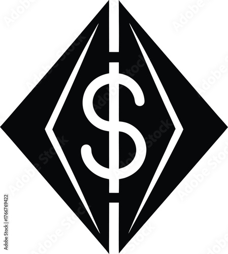 Geometric dollar sign icon with clean lines and modern design
