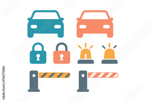Automotive security and access control system icons