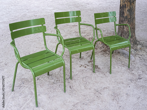 Chairs in a park of Paris.