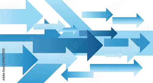 Collection of blue arrows pointing in different directions on a white background, conveying a sense of movement and direction.