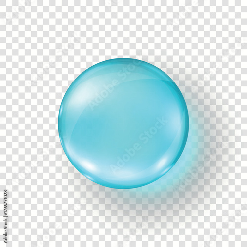 Vector 3d Realistic Blue Gel Pill, Isolated. Glossy Round Blue Pill with Shadow. Clean Blue Pill Icon for Pharmacy, Medicine, Healthcare Concept. Top View