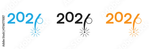 Celebrate the arrival of 2026 with this vibrant, modern graphic featuring a dynamic sparkler bursting with festive energy. Perfect for New Year's promotions and forward-thinking designs.