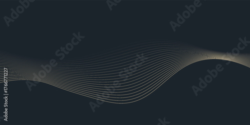 Abstract geometric vector curve lines shape in premium gold color isolated on transtransparent background. Dinamic flowing gold gradient wave pattern. Vector llustration