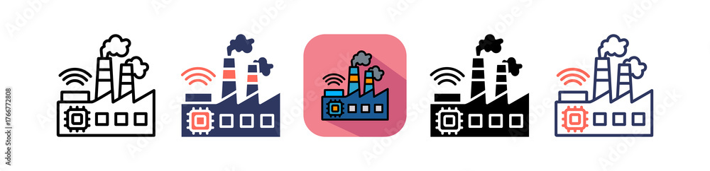 Naklejka premium Smart Factory multiple icon