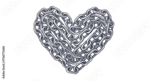 Heart shape formed by metal chain