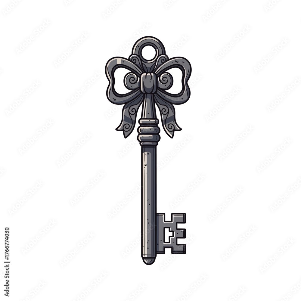 Obraz premium An ornate antique key with bowshaped handle