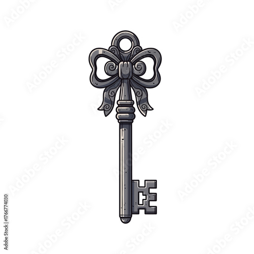 An ornate antique key with bowshaped handle