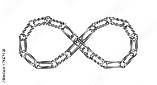 Infinity symbol made metal chain links