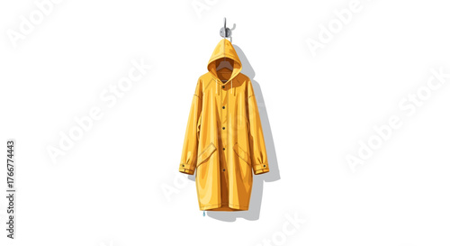 Yellow raincoat hanging on hook