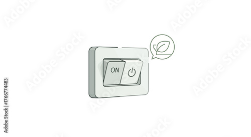 Light switch in the off position with leaf icon indicating energy saving and environmental protection