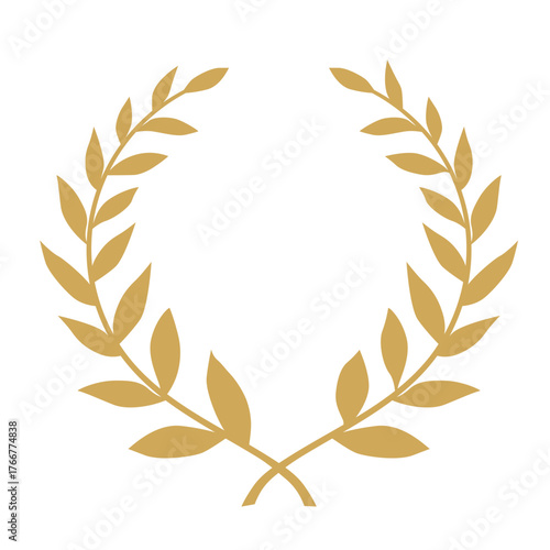 golden laurel honor wreath, classic symbol of victory, success, and achievement; perfect for awards, certificates, emblems, and elegant design projects- vector illustration