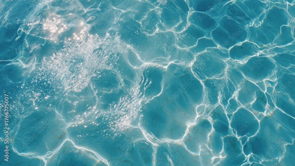 Fototapeta premium Sunlit water ripple patterns captured from above. AI image