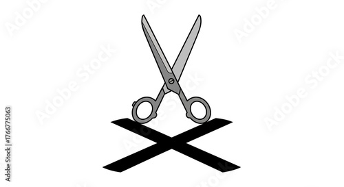 Scissors crossed over black x shape, symbolizing cutting or prohibition