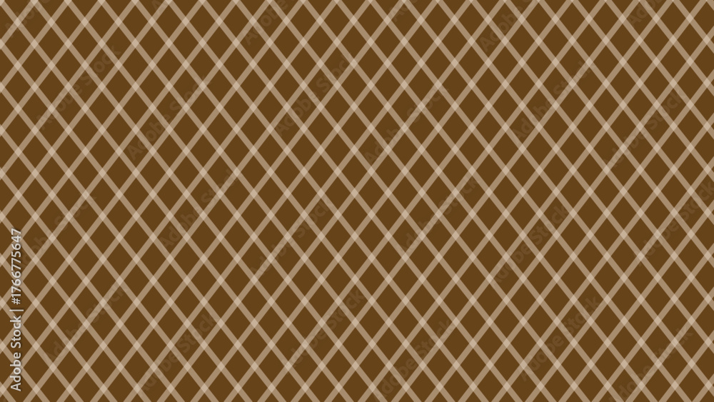 Fototapeta premium Diagonal beige checkered plaid in the brown background 