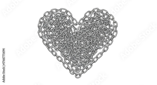 Heart shape formed by thick metal chain