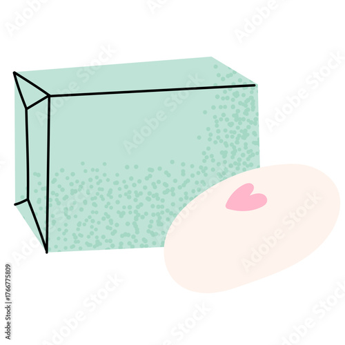 Bar Soap with Packaging Box on White Background. Cosmetic product suitable for hygiene, skincare or cosmetic product presentations.