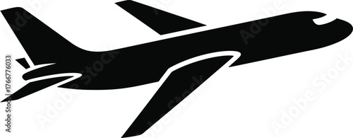 Silhouette of a commercial airplane in flight