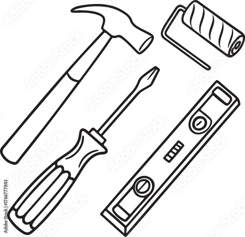 Creative industrial illustration of a helmet and work equipment symbolizing professionalism and protection in the workplace