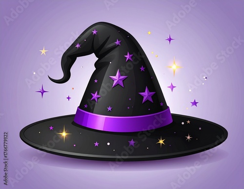Chapeau de sorcière vectoriel – icône graphique minimaliste d’Halloween