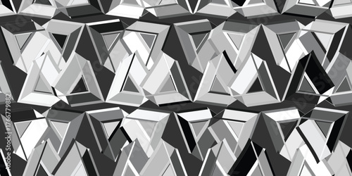 Black and white abstract geometric seamless 3d vector illustration.