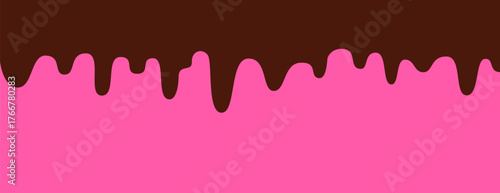 Melted chocolate drip liquid element. Melt chocolate flowing. Spilled, drop, leak. Vector illustration