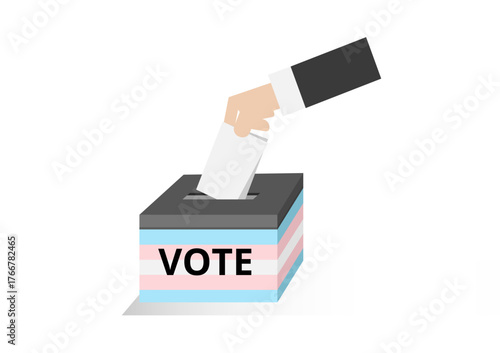 voter drop card in ballot box for election day on  illustration background