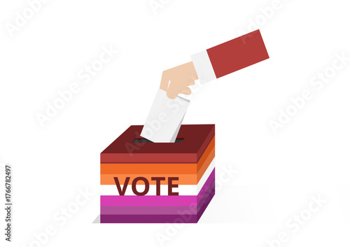 voter drop card in ballot box for election day illustration on background