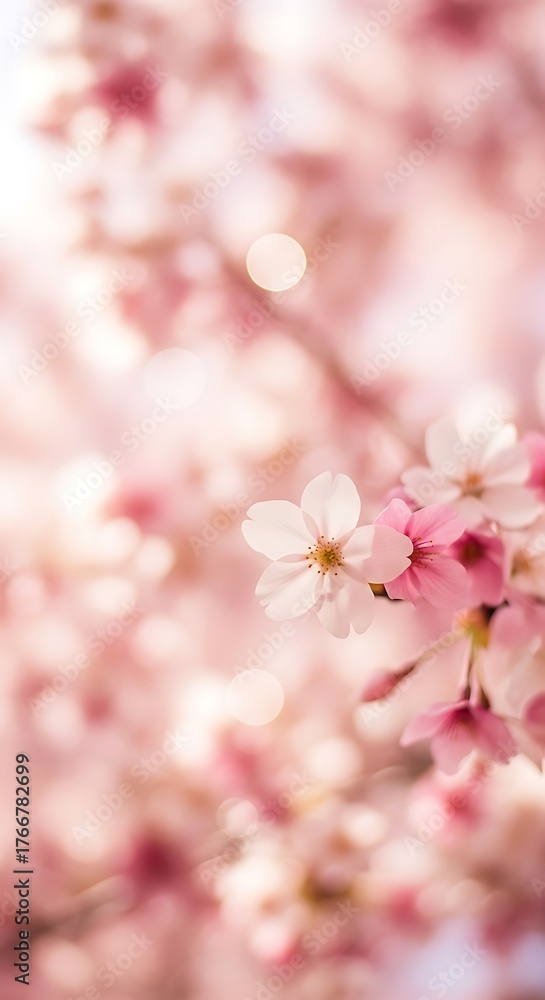 Fototapeta premium Delicate Cherry Blossoms in Soft Focus - A Springtime Dream.