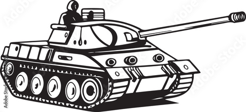 Detailed tank and soldier vector illustration featuring vintage army vehicles and a battlefield theme in a hand-drawn artistic style.