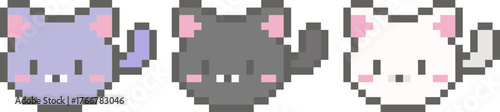 pixel illustration of cute cat emoji set