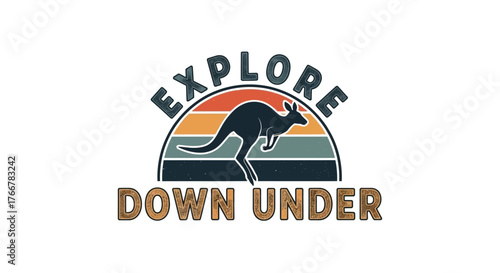 Explore down under vintage retro sunset with kangaroo silhouette